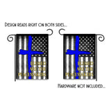 Double Sided Thin Blue Line Blessed Are the Peacekeepers Cross Law Enforcement Garden Flag