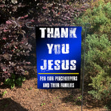 Thin Blue Line Thank You Jesus Law Enforcement Garden Flag