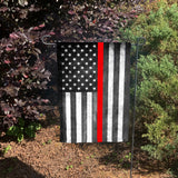 Double Sided American Flag Firefighters Thin Red Line Garden Flag