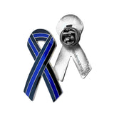 Thin Blue Line Ribbon Shape  Police Sheriff Memorial Lapel Pin