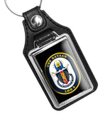 United States Navy Ship USS Bataan LHD 5 Faux Leather Key Ring