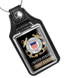 United States Coast Guard Emblem Gold Seal Faux Leather Key Ring
