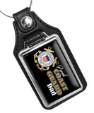 United States Coast Guard Proud Mom or Proud Dad Faux Leather Key Ring