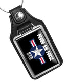 United States Air Force Proud Air Force Dad Roundel Faux Leather Key Ring