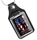 Sept. 11 2001 We Will Never Forget Firefighter Fireman Design Faux Leather Key Ring