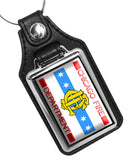 Chicago Fire Department Flag Design Faux Leather Key Ring