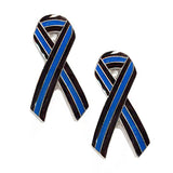 Thin Blue Line Ribbon Shape  Police Sheriff Memorial Lapel Pin