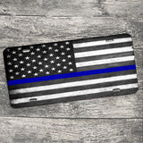 Police Thin Blue Line American Flag License Plate