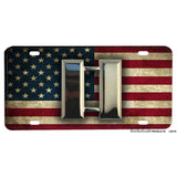 American Flag With Military Rank Insignia  License Plate