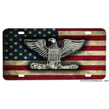American Flag With Military Rank Insignia  License Plate