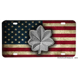 American Flag With Military Rank Insignia  License Plate