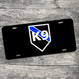 Police or Deputy Thin Blue Line K9 Emblem Design Aluminum License Plate