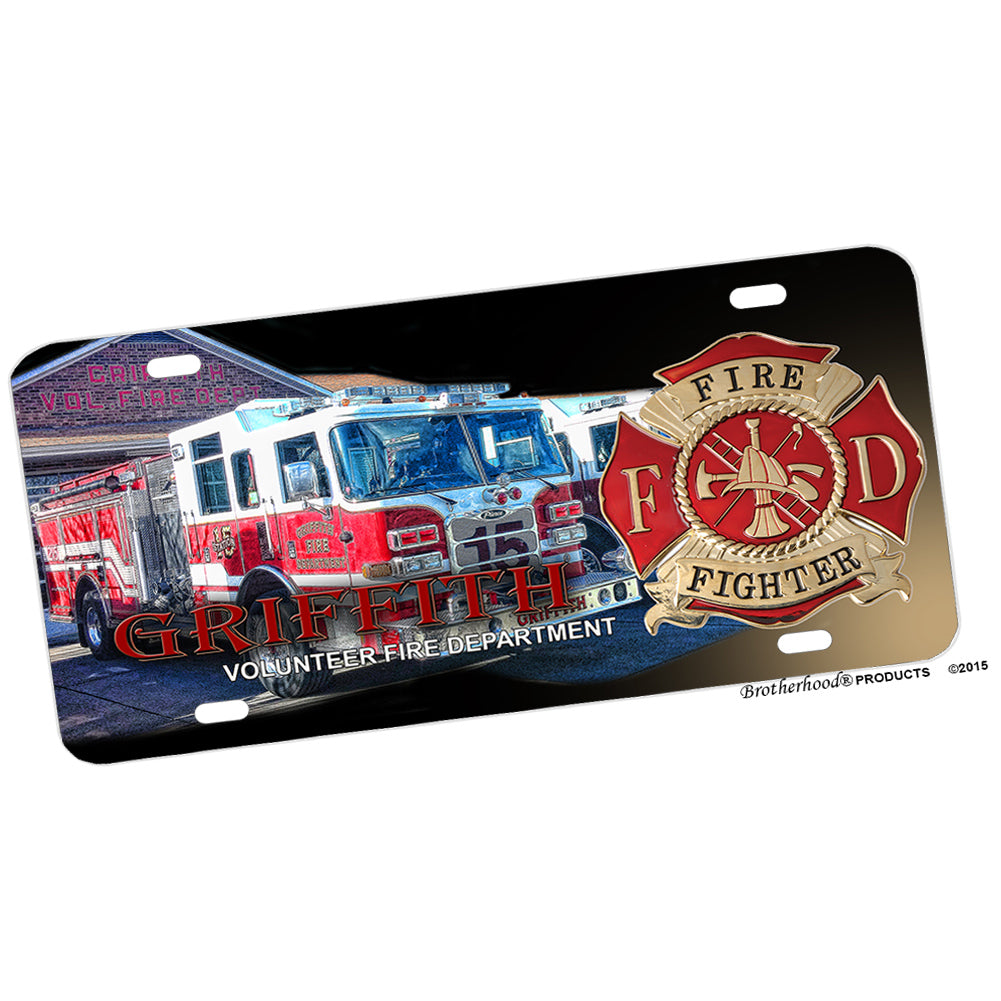 Griffith Volunteer Fire Department Aluminum License Plate