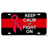 Thin Red Line Firefighter Keep Calm and Fight On Aluminum License Plate