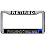 Personalize Your Dept Name Retired Metal License Plate Frame