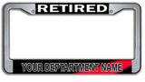 Retired Firefighter License Plate Frame - Personalized w Dept Name