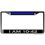 Thin Blue Line I Am 10-42 (Off Duty) Metal License Plate Frame