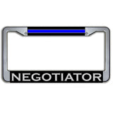 Police Sheriff Thin Blue Line Negotiator Metal License Plate Frame