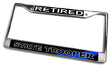Retired State Trooper Thin Blue Line License Plate Frame