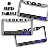 49 States Thin Blue Line Retired Highway Patrol License Plate Frame