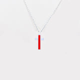 Firefighter Sterling Silver Thin Red Line Cross Pendant Necklace