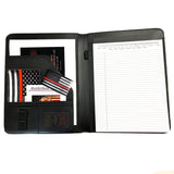 Thin red line firefighter leather like memo pad holder debossed Maltese cross on outside