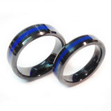 thin blue line police ring black highly durable ceramic 5 mm width or 7 mm width