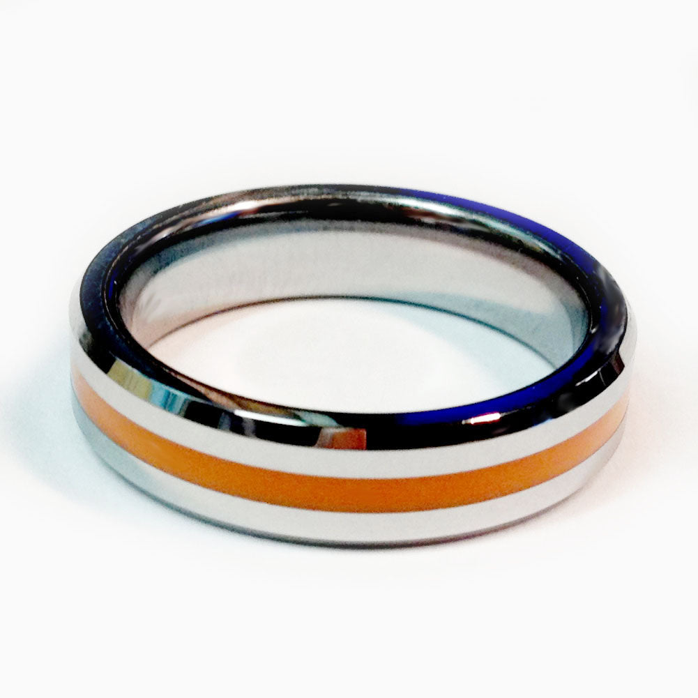 EMS, EMT, Paramedics Thin Orange Line Tungsten Ring EMS Gift