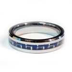 Thin Blue Line Police Ring - Silver Tungsten Carbide with Carbon Fiber Center 5 mm width