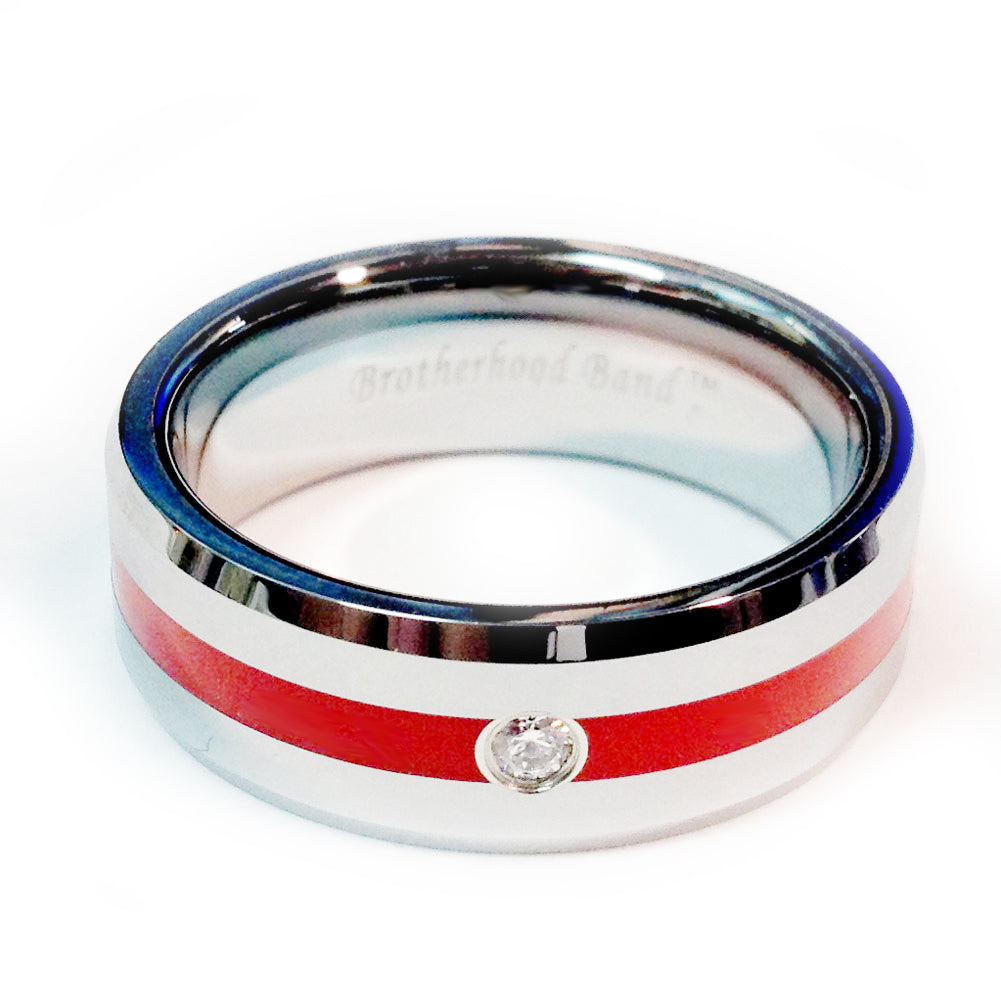 Friends Of Irony Tungsten Carbide Firefighter Ring - 8mm Wedding Band For Men & Women