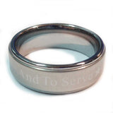 Police Ring With To Protect And To Serve Made of Brushed Tungsten Carbide 8mm Silver in Color