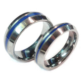 thin blue line police ring silver beveled tungsten carbide 5 mm and 7 mm width