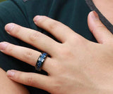 thin blue line carbon fiber ring gun metal black with sparkling carbon fiber blue line