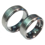 Police Ring With To Protect And To Serve Made of Brushed Tungsten Carbide 8 mm Silver in Color