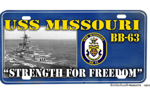 United States Navy USS Missouri BB-63 Aluminum License Plate
