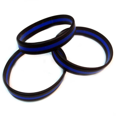 Thin Blue Line Silicone Law Enforcement Children's Bracelet Pack of 3