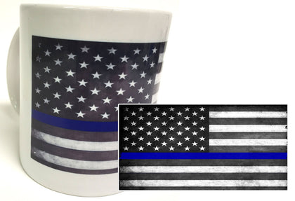 Thin Blue Line Subdued American Flag 11 oz. Tactical Coffee Mug