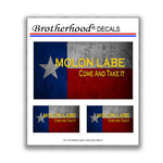 State Flag of Texas Molon Labe Come and Take It Decal - 3 Decals Per Card