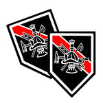 Thin Red Line Hook & Ladder Unit Shield Shaped Decal Package of 4