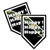 Thin Camoflauge Line "Happy! Happy! Happy!" Shield Shaped Decal Package of 4