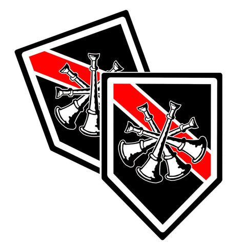 Thin Red Line District Chief Bugle Unit Shield Shaped Decal Package of 4