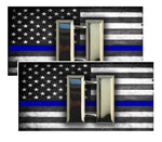 Thin Blue Line American Flag  Captain Police Decal Package of 4