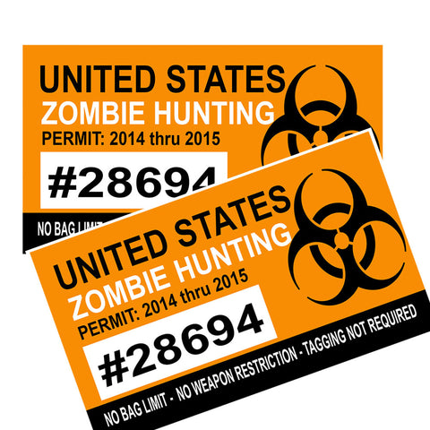 United States Zombie Hunting Permit 2014-2015 Decal Pack of 4