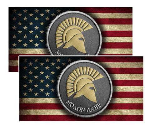 Molon Labe Latin On Distressed American Flag Decal
