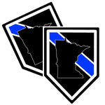 Police Sticker State of Minnesota Thin Blue Line Pack of 2" x 3.75"