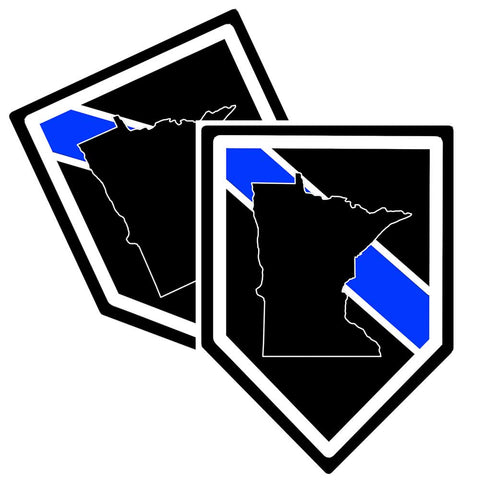 Police Sticker State of Minnesota Thin Blue Line Pack of 2" x 3.75"