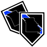 State of Missouri Thin Blue Line Police Decal (Sticker) - Pack of 2 Decals