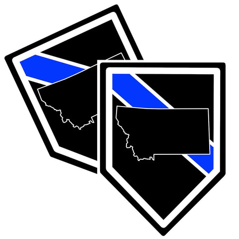 State of Montana Thin Blue Line Police Decal (Sticker) - Pack of 2 Decals