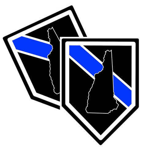 State of New Hampshire Thin Blue Line Police Decal (Sticker) - Pack of 2 Decals