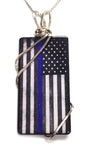 thin blue line police necklace with sterling silver chain 22 inch